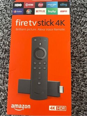 Amazon Fire TV Stick 4K Streaming Device in Bright Orange and Black